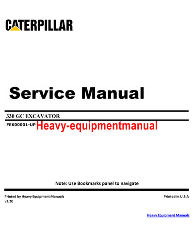 Caterpillar 330GC Excavator Service Repair Manual FEK