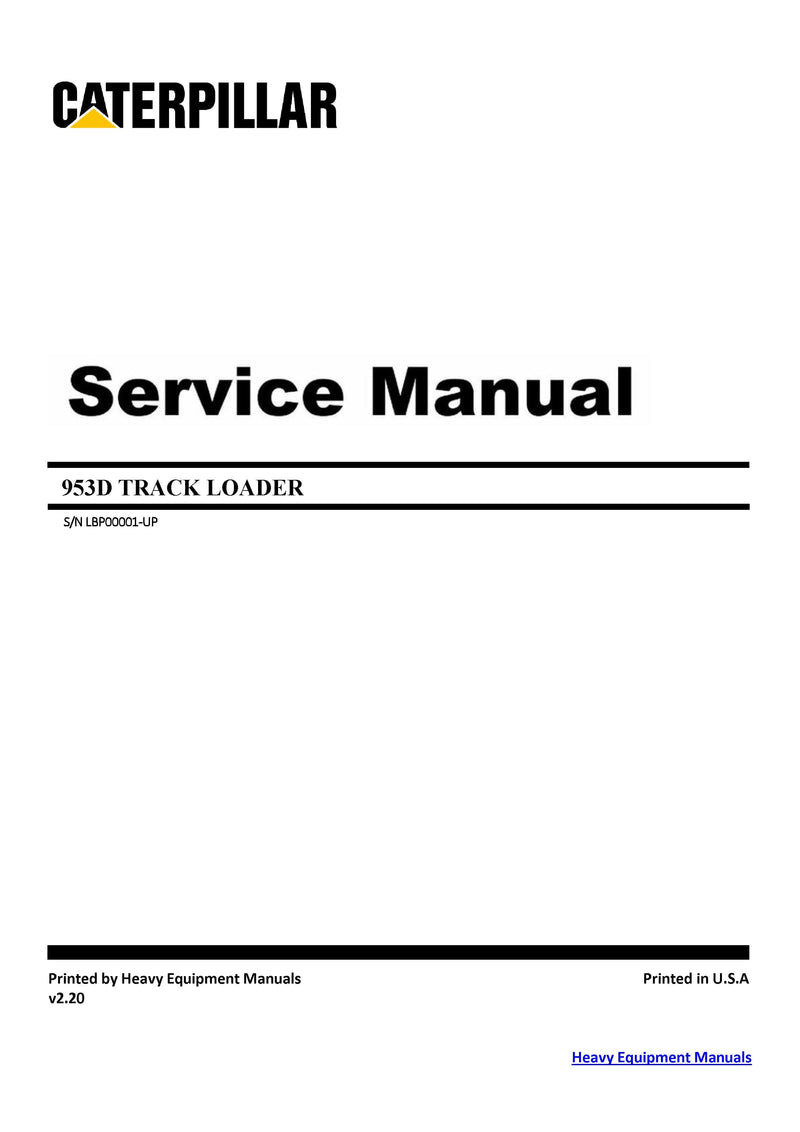 CATERPILLAR 953D TRACK LOADER SERVICE MANUAL LBP