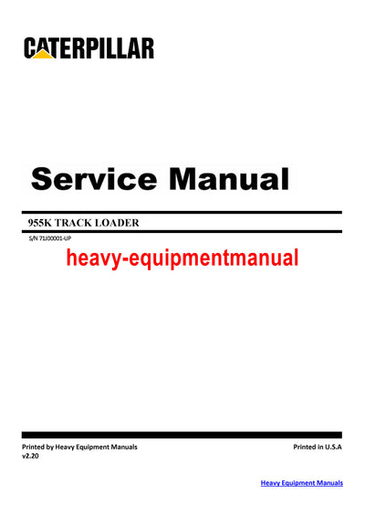 Caterpillar 955K TRACK LOADER Service Repair Manual 71J
