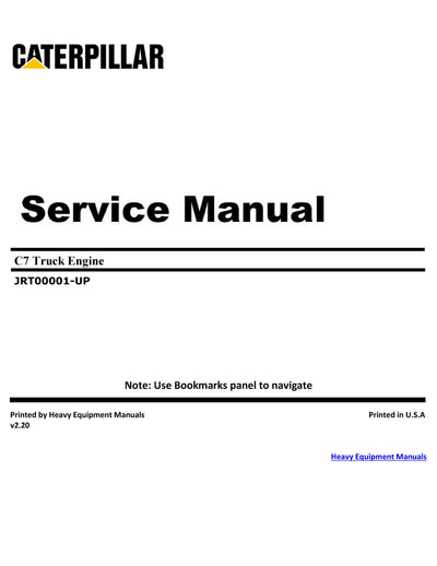 C7 CATERPILLAR TRUCK ENGINE JRT SERVICE REPAIR MANUAL