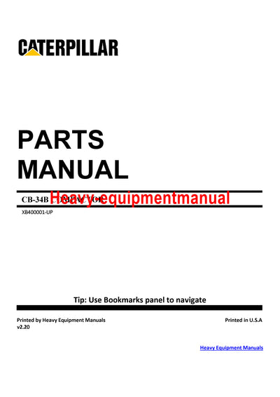 Caterpillar CB-34B Compactor Parts Manual XB4