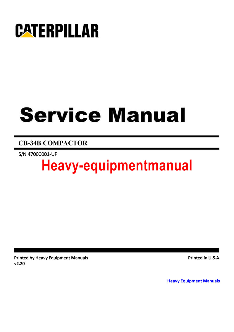 Caterpillar CB34B COMPACTOR Full Complete Service Repair Manual 470