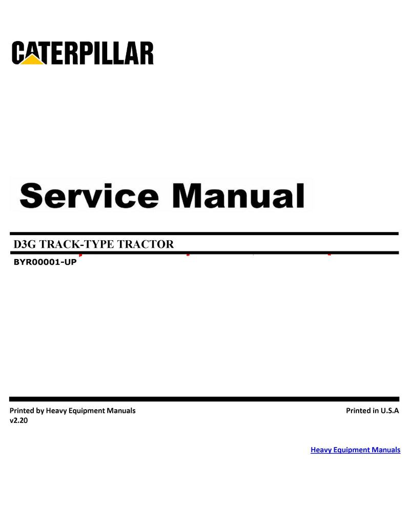 Caterpillar D3G Track Type Tractor Service Manual BYR