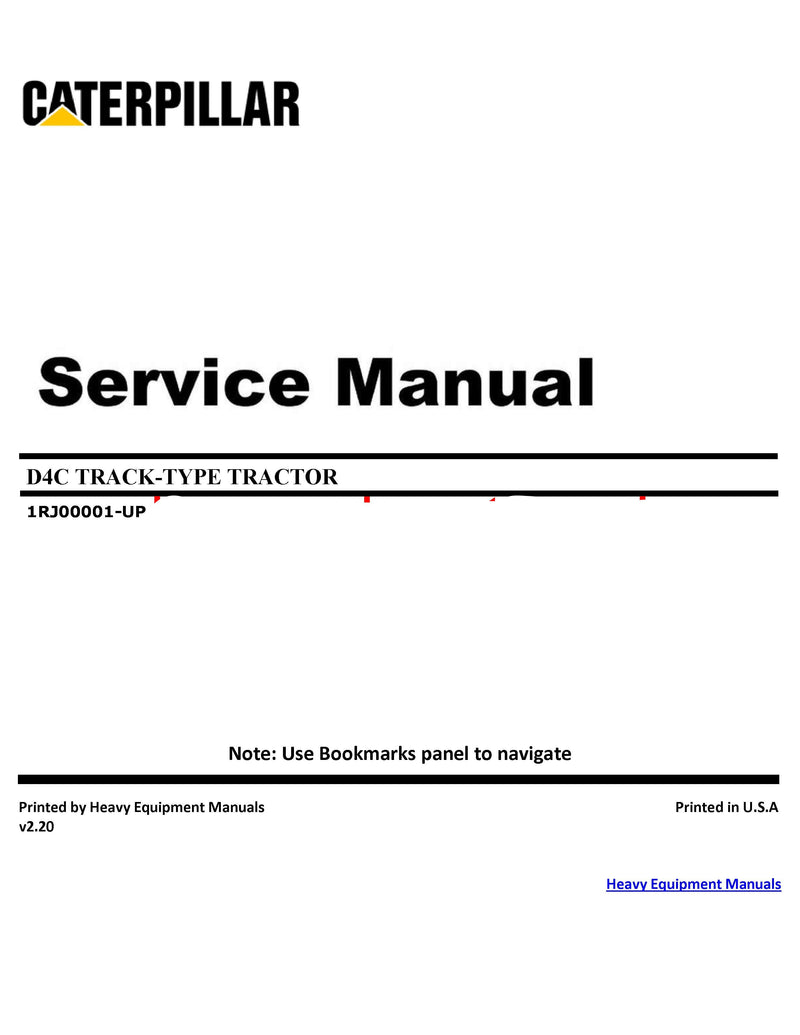 Caterpillar D4C Track-type Tractor Service Manual 1RJ