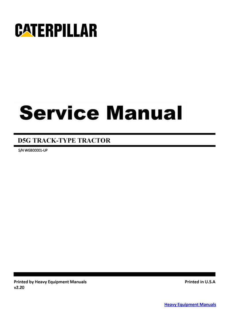 Caterpillar D5G Track-type Tractor Service Manual WGB