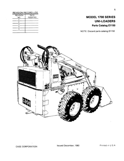 Case 1700 Uni-Loader Parts Manual E1150