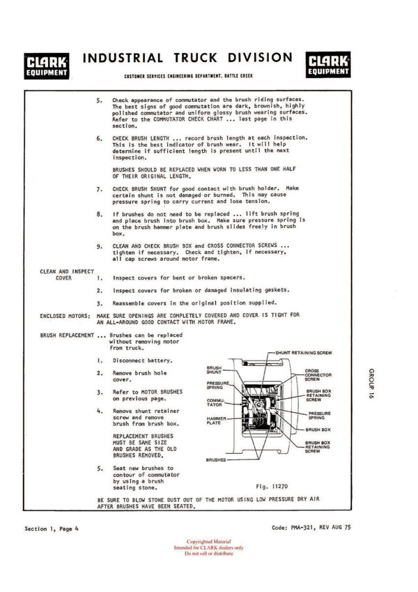 Clark EC 235 ER EV 1 (OH-386) Forklift Overhaul Manual - PDF Download