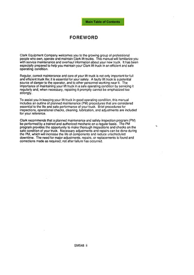 Clark ECS 17 30 Hi Performance Supplement (SM-548H) Forklift Service Repair Manual - PDF Download