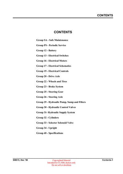 Clark EPG 20-30 ECG 20-32 ECG 20-30x (SM-677) Forklift Service Repair Manual - PDF Download