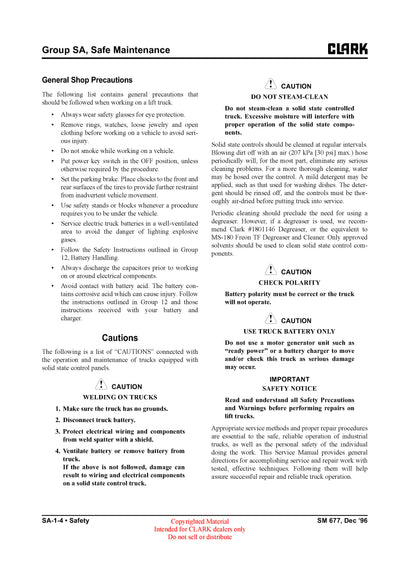Clark EPG 20-30 ECG 20-32 ECG 20-30x (SM-677) Forklift Service Repair Manual - PDF Download