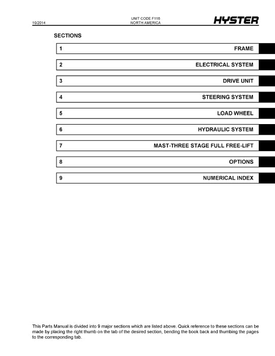 Hyster R30XM, XMA, XMF (F118) Forklift Parts Manual PDF Download