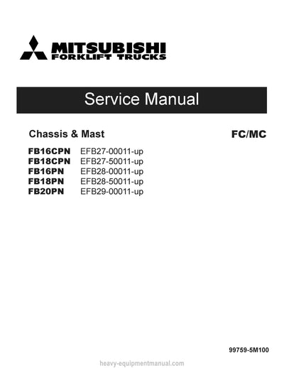 Mitsubishi FB16CPN Forklift Service Manual