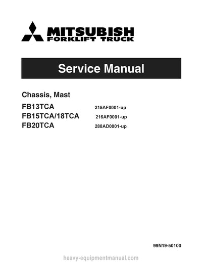 Mitsubishi FB18TCA Forklift Service Manual