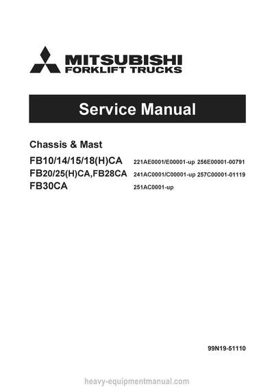 Mitsubishi FB25CA Forklift Service Manual