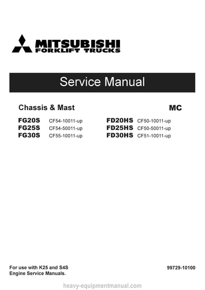 Mitsubishi FD30HS Forklift Service Manual