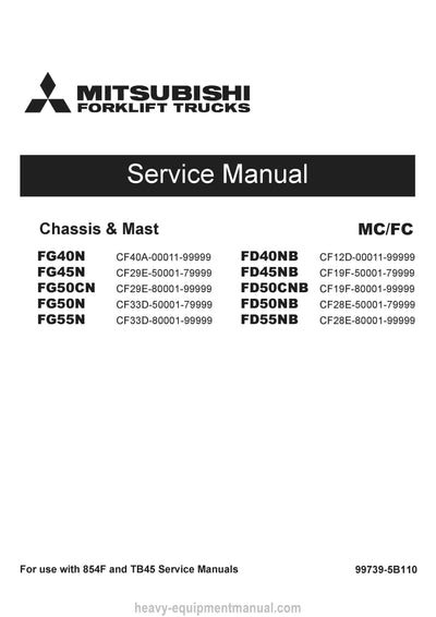 Mitsubishi FD50CNB Forklift Service Manual