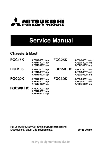 Mitsubishi FGC18K Forklift Service Manual