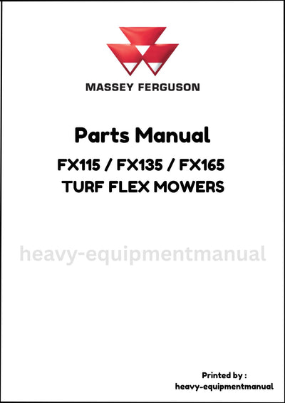 Massey Ferguson FX115 / FX135 / FX165 TURF FLEX MOWERS Parts Manual - Download PDF