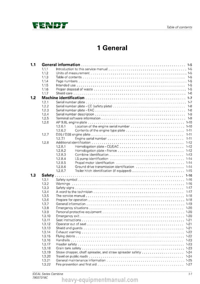 Fendt 7 8 9 7t, 8t, 9t, 7pl, 8pl, 9pl Ideal Combine Service Manual PDF Download