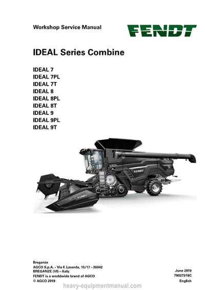 Fendt 7 8 9 7t, 8t, 9t, 7pl, 8pl, 9pl Ideal Combine Service Manual PDF Download