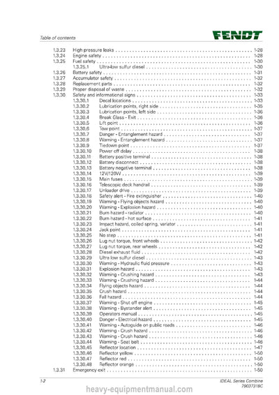 Fendt 7 8 9 7t, 8t, 9t, 7pl, 8pl, 9pl Ideal Combine Service Manual PDF Download
