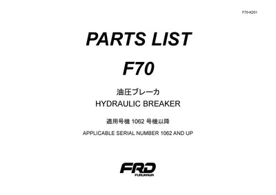 Furukawa F70 Breaker Parts Manual - Download PDF