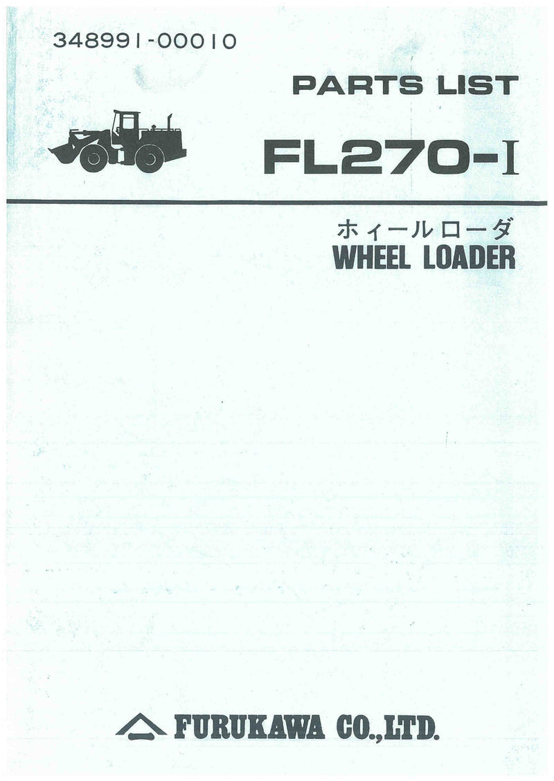 Furukawa FL270-1 Wheel Loader Parts Manual Download PDF