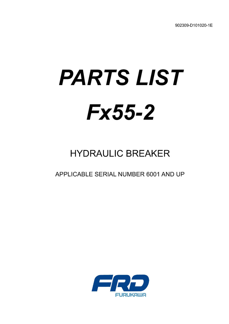 Furukawa FX55-2 Hydraulic Breaker Parts Manual - Download PDF
