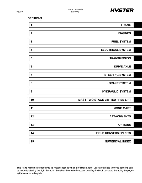 Hyster H25283032XM-12, H253032XMS-9, H2832XM-16CH (G008) Europe Forklift Parts Manual PDF Download