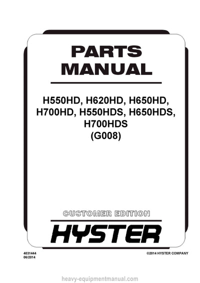 Hyster Forklift Truck Full Complete Parts Catalog Manual PDF