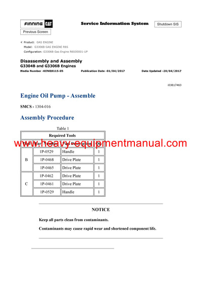 Download Caterpillar G3306B GAS ENGINE Service Repair Manual R6S