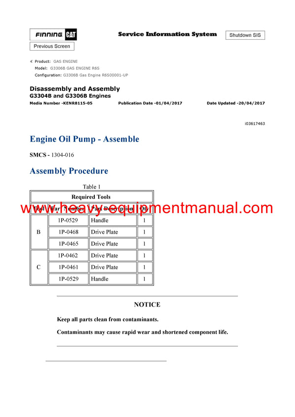 Download Caterpillar G3306B GAS ENGINE Service Repair Manual R6S