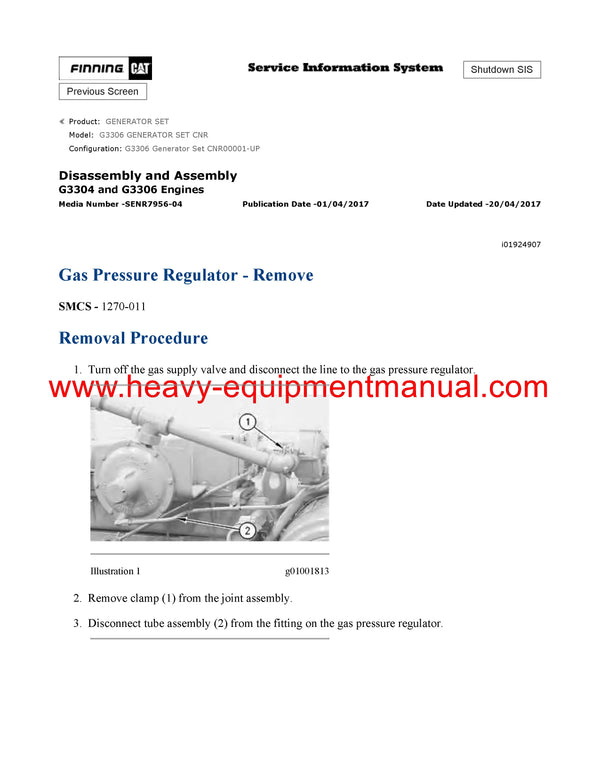 Download Caterpillar G3306 GENERATOR SET Service Repair Manual CNR