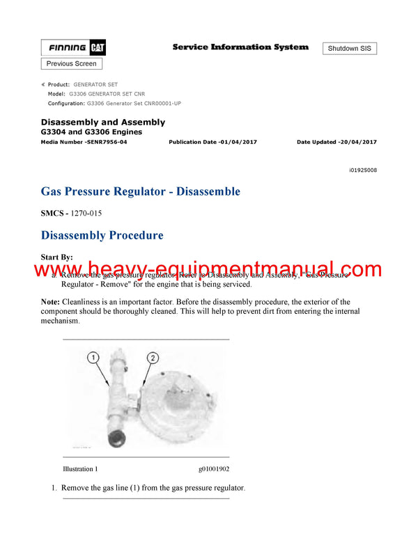 Download Caterpillar G3306 GENERATOR SET Service Repair Manual CNR