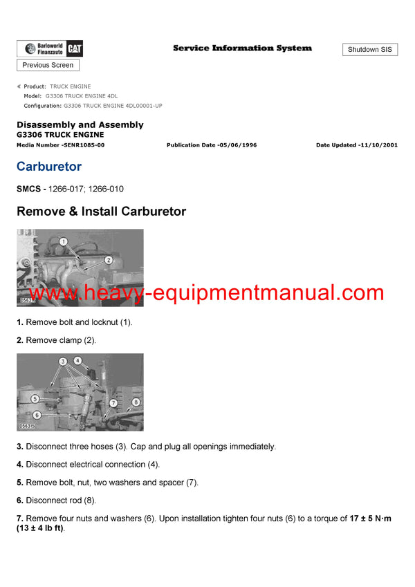 DOWNLOAD CATERPILLAR G3306 TRUCK ENGINE SERVICE REPAIR MANUAL 4DL