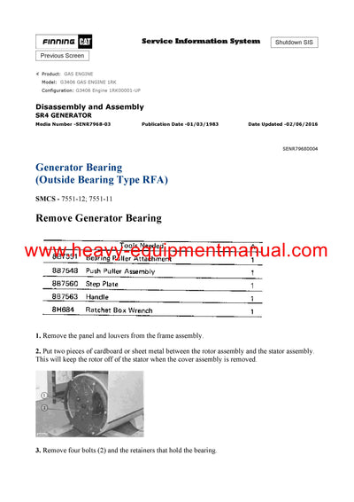 DOWNLOAD CATERPILLAR G3406 GAS ENGINE SERVICE REPAIR MANUAL 1RK