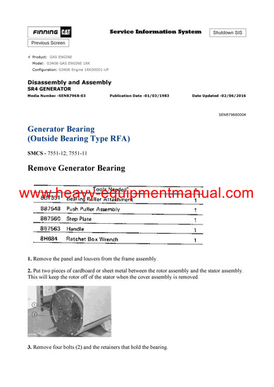 Download Caterpillar G3406 GAS ENGINE Service Repair Manual 1RK