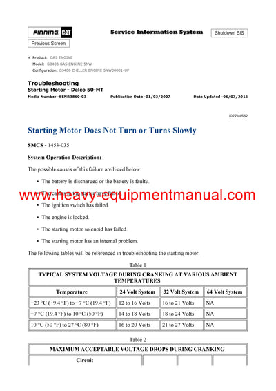 DOWNLOAD CATERPILLAR G3406 GAS ENGINE SERVICE REPAIR MANUAL 5NW