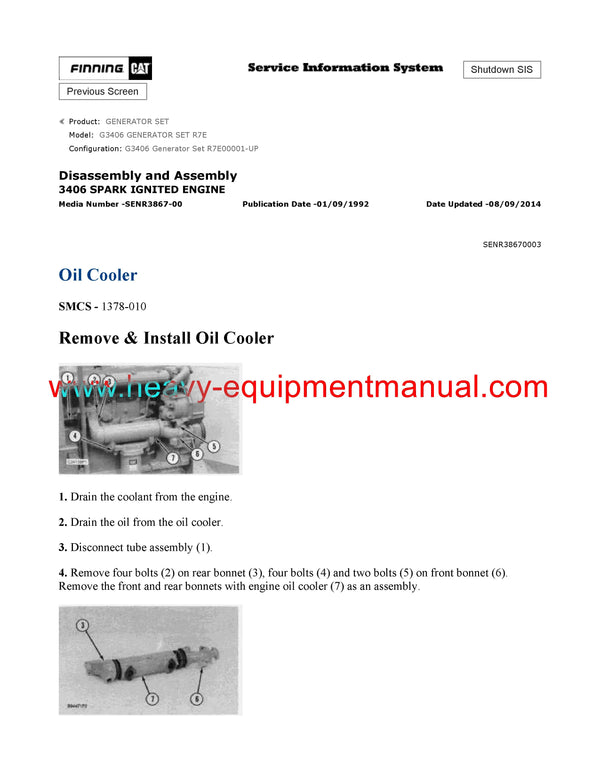 Download Caterpillar G3406 GENERATOR SET Service Repair Manual R7E