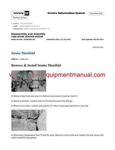 Download Caterpillar G3406 GENERATOR SET Service Repair Manual R7E