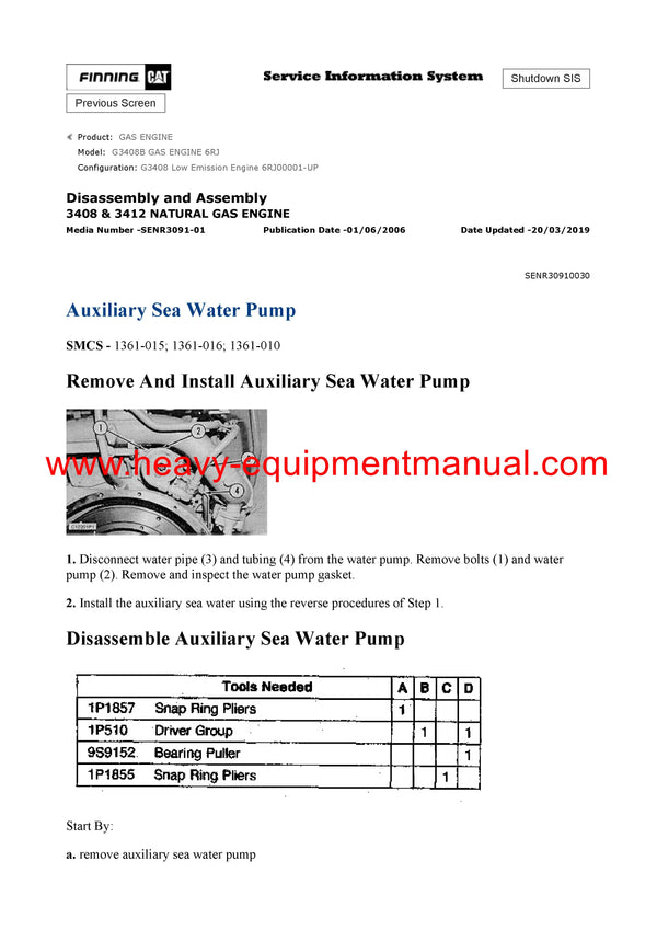 Download Caterpillar G3408B GAS ENGINE Service Repair Manual 6RJ