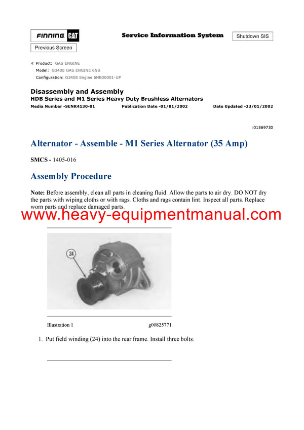 DOWNLOAD CATERPILLAR G3408 GAS ENGINE FULL COMPLETE SERVICE REPAIR MANUAL 6NB