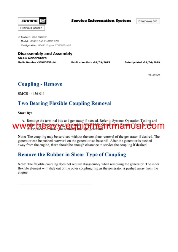 DOWNLOAD CATERPILLAR G3412 GAS ENGINE SERVICE REPAIR MANUAL 6ZM