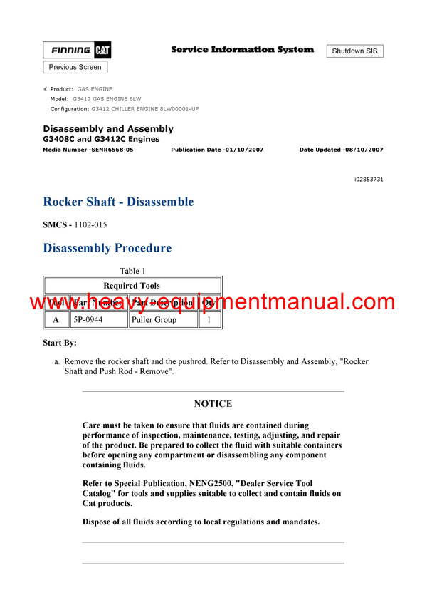 Download Caterpillar G3412 GAS ENGINE Service Repair Manual 8LW