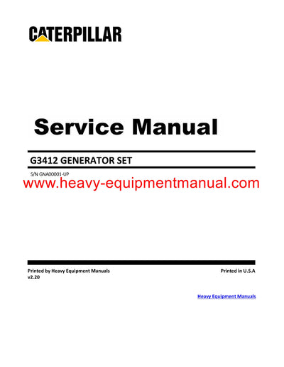 Download Caterpillar G3412 GENERATOR SET Service Repair Manual GNA