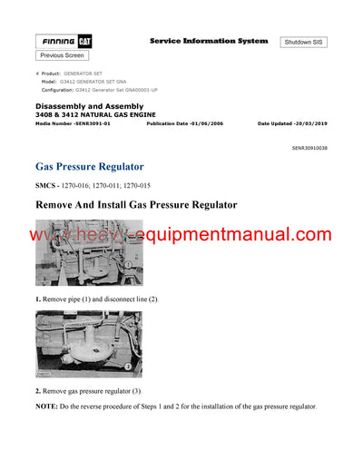 DOWNLOAD CATERPILLAR G3412 GENERATOR SET SERVICE REPAIR MANUAL GNA