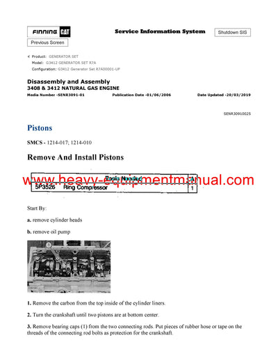 DOWNLOAD CATERPILLAR G3412 GENERATOR SET SERVICE REPAIR MANUAL R7A