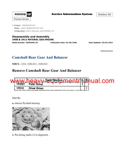 Download Caterpillar G3412 GENERATOR SET Service Repair Manual R7A