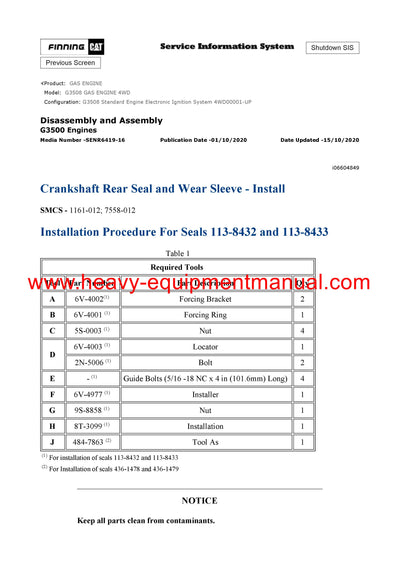 DOWNLOAD CATERPILLAR G3508 GAS ENGINE SERVICE REPAIR MANUAL 4WD