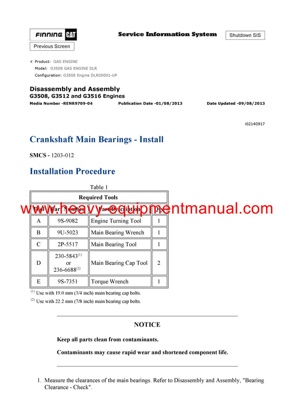 DOWNLOAD CATERPILLAR G3508 GAS ENGINE SERVICE REPAIR MANUAL DLR